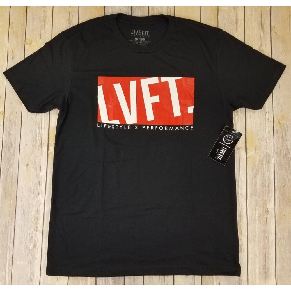 Live Fit LVFT T-shirt Mens Size M Short Sleeve Athletic Gym Black NEW B6